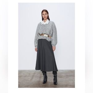 Zara Midi Skirt Gray Women Size Medium